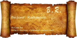 Beiner Radamesz névjegykártya